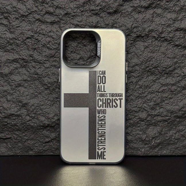 I Can Do All Things Through Christ Phone Case Compatible with iPhone 13, Bible Verse Christian Religious Cross Philippians 4:13 Cross Case, Black - size: iPhone 13
