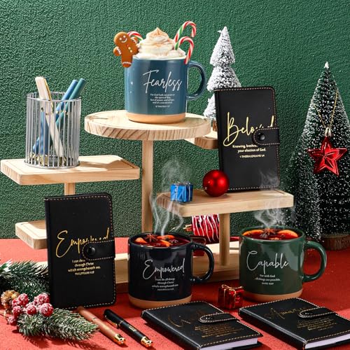 Potchen 18 Pcs Christian Church Gift 13oz Coffee Mug Journal Pen, Dark - color: Neutral Black, size: Bible