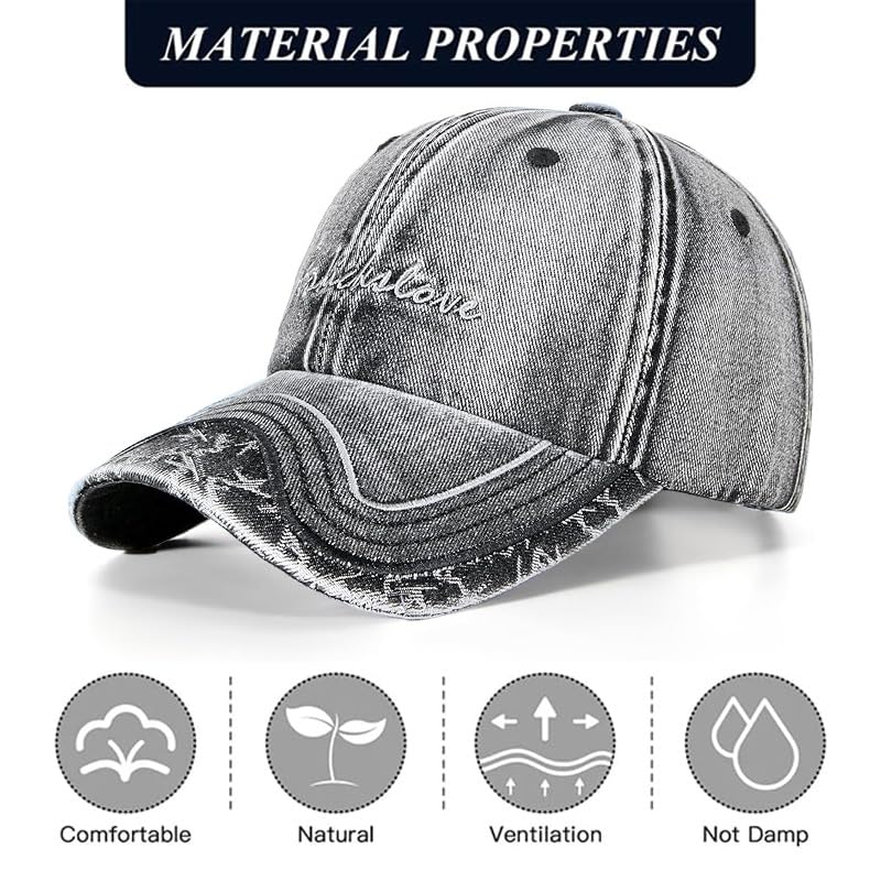 Baseball Cap for Women Men - Adjustable Size Hat - color: Fk87 Denim Black
