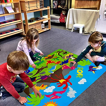 WATINC Dinosaur Felt Board Stories Set - Preschool Interactive Toy for Kids