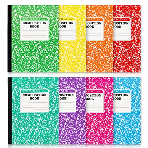 feela Composition Notebook, 8 Pack 8 Pastel Colors College Ruled Composition Books Bulk, Marble Cover Notepad Lined Cute Journal Notebooks for School Supplies Notes Taking Writing, 9.75 X 7.5 in - color: 8 Pastel College Ruled