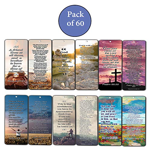 NewEights Christian Bookmarks Cards with Popular Inspirational (Pack of 60)