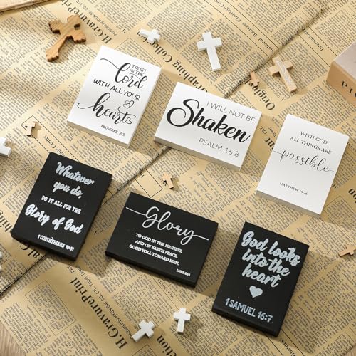 Yalikop 6 Pcs Bible Verse Christian Mini Wooden Sign, Charming Style - style: Charming Style
