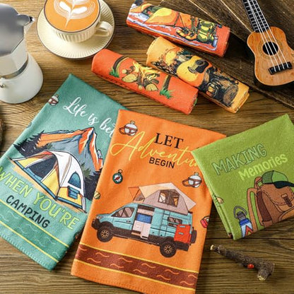 Boyiee 6 Pcs Camping Kitchen Towels Absorbent Dishcloths - color: Colorful Camping