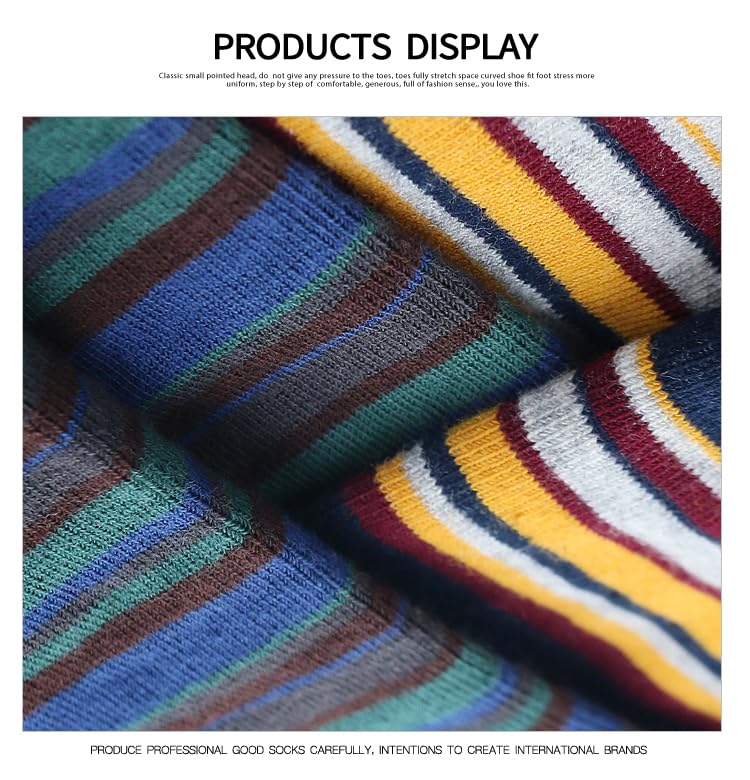 Men's Colorful Striped Dress Socks, 5-Pack Cotton, Sock Size 10-13 - color: 5