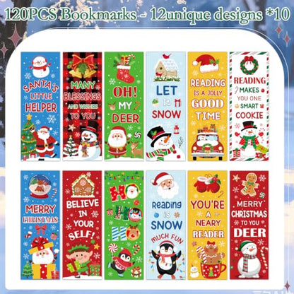 Wxiben 120 Pcs Christmas Bookmark Snowman Book Marks for Book Lovers - color: Christmas Snowman