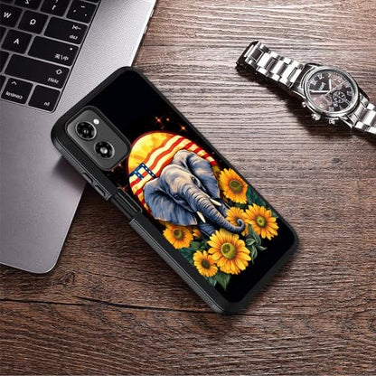Designed for Moto G Power 5G 2024 Case, Military Grade Heavy Duty 3-Layer Shockproof Full-Body Protective Cover for Motorola Moto G Power 5G 2024, American Flag Elephant Sunflower - color: American Flag Elephant Sunflower