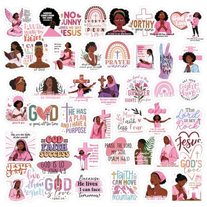 100 Pcs Christian Prayer Board Stickers, Jesus Sticker for Water Bottles Laptop Scrapbook Journaling Planner, Bible Study Vision Board Supplies Christian Easter Gifts - color: Pink Black