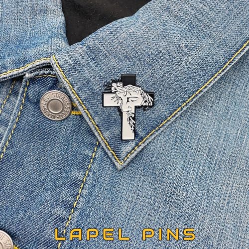 Enamel Pins, Jesus Christ & Cross Pins for Backpacks, Christian Religious God Faith Lapel Pin, Catholic Bedge Brooch for Lanyard, Bag, Hat, Clothes, Jacket, Vest. - style: Christ & Cross