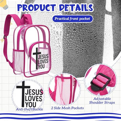 Amylove 15 Inches Clear Christian Backpack Bulk for School Kids