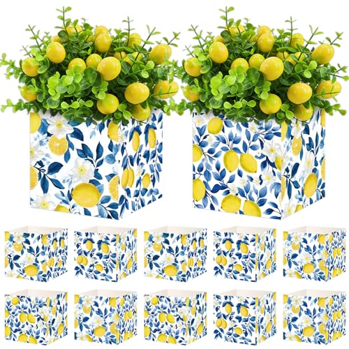 Cinrobiye 24 Pcs Amalfi Coast Centerpieces for Tables, Capri Blue Tile Lemon Party Decorations, Italian Summer Table Decor for Bridal Shower, Baby Shower, Birthday Party and Mediterranean Theme Events - color: Blue1