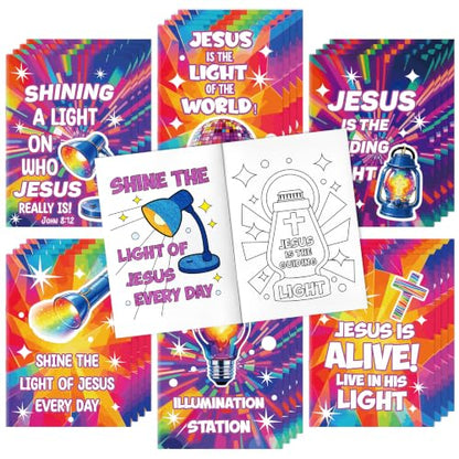 Dvbonike 24Pcs VBS Religious Coloring Books Illumination Station DIY Pages - color: E-VBS Religious