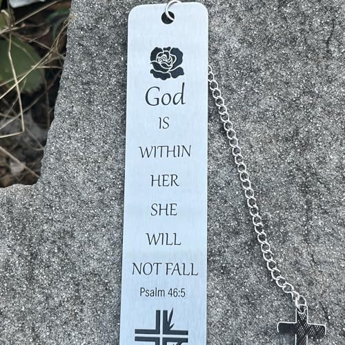 Bible Bookmarks Book Markers, Metal Christian Bookmark Gift Accessories (God is Within her) - style: God is within her