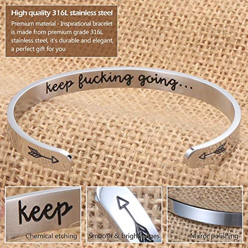 Fesciory Inspirational Bracelets for Women, Stainless Steel Cuff Bangle - color: Silver-15