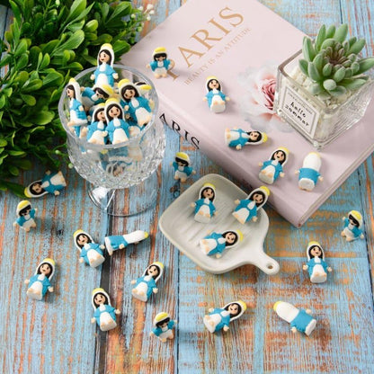 40 Pcs Mini Jesus Loves You Figurines Tiny Virgin Mary Figurines Little Miniature Religious Christ Savior Figures to Hide and Seek for Sunday Easter Egg Stuffers Gift (Multicolor&Blue)
