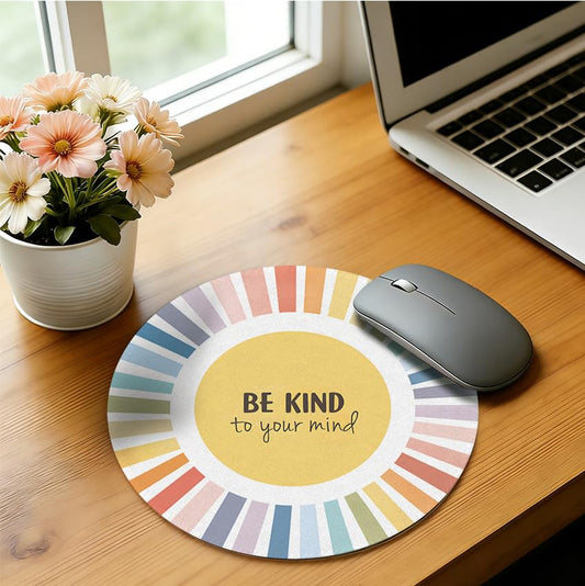 Boho Colorful Sunshine Rainbow Mouse Pad, Be Kind to Your Mind Mouse Pads Mousepad for Desk Home Office Dorm Computers Laptop,7.9x7.9 Inch - color: Color-19
