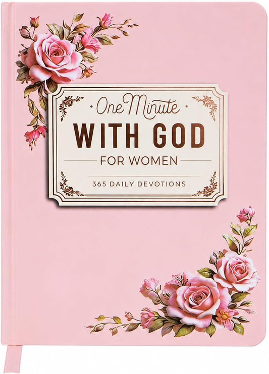 Metyond One Minute With God for Women: 2026 Daily Devotional & Prayer Journal, 365 Bible Verses, Short Reflections, God’s Promises, A-Z Index, Pink Hardcover Christian Gift