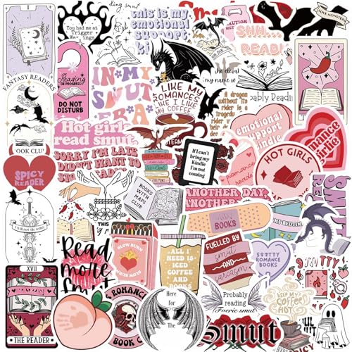 104 PCS Romance Book Stickers for Kindle- Bookish Fantasy Dragon Aesthetic Stickers for Kindle Case, Water Bottle, Scrapbook, Journal - Cute Book Lover Gifts for Adults Teens - color: Romance Book