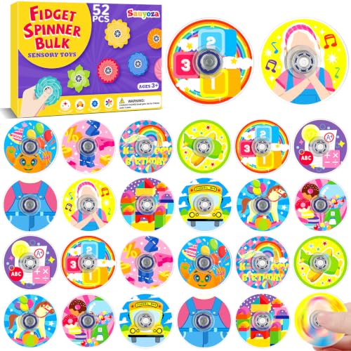 52 Pack Cartoon Teacher Fidget Spinners Party Favors,Classroom Prizes Toys - color: Tl-sa-3-abc