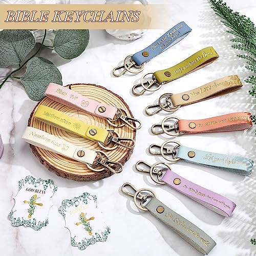 Jeyiour 20 Pcs Christian Keychains Bible Key Chain Bulk - color: Pastel Colors