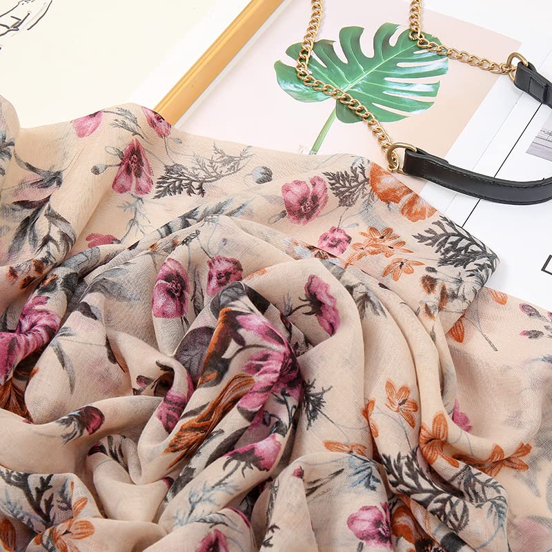 Yeieeo Boho Scarf for Women Lightweight Floral Printed Scarf Fall Winter Fashion Fringed Shawl - color: Floral 1