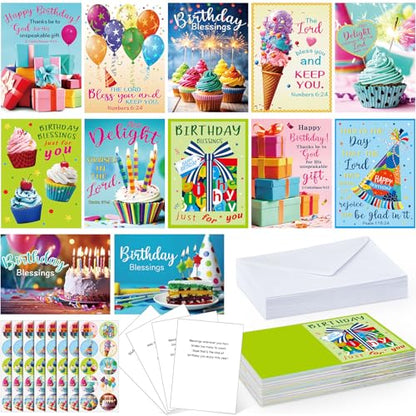 Gersoniel 24 Pack Religious Christian Birthday Cards Bulk,Bright Style - style: Bright Style
