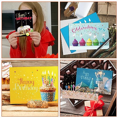Harloon 200 Pack Happy Birthday Card Assorted Bulk with Blank Envelopes and Stickers 4 x 6 Inches Greeting Blank Happy Birthday Cards for Men Women Adults Kids, 20 Styles(Actual Style) - style: Actual Style