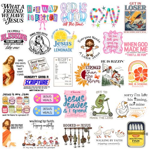 120PC Religious Christian Stickers Bulk Set Bible Verse Faith Jesus Spiritual Waterproof Decorative Sticker Pack for Water Bottle Journaling Scrapbook Laptop Notebook Planner Gifts for Men Women Adult - style: Christian