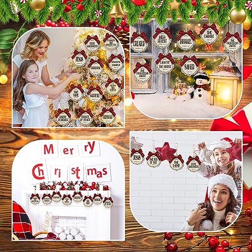 Soaoo 50 Pcs Christmas Names of Jesus Wooden Ornaments, Classic, Beige - color: Beige, size: Classic