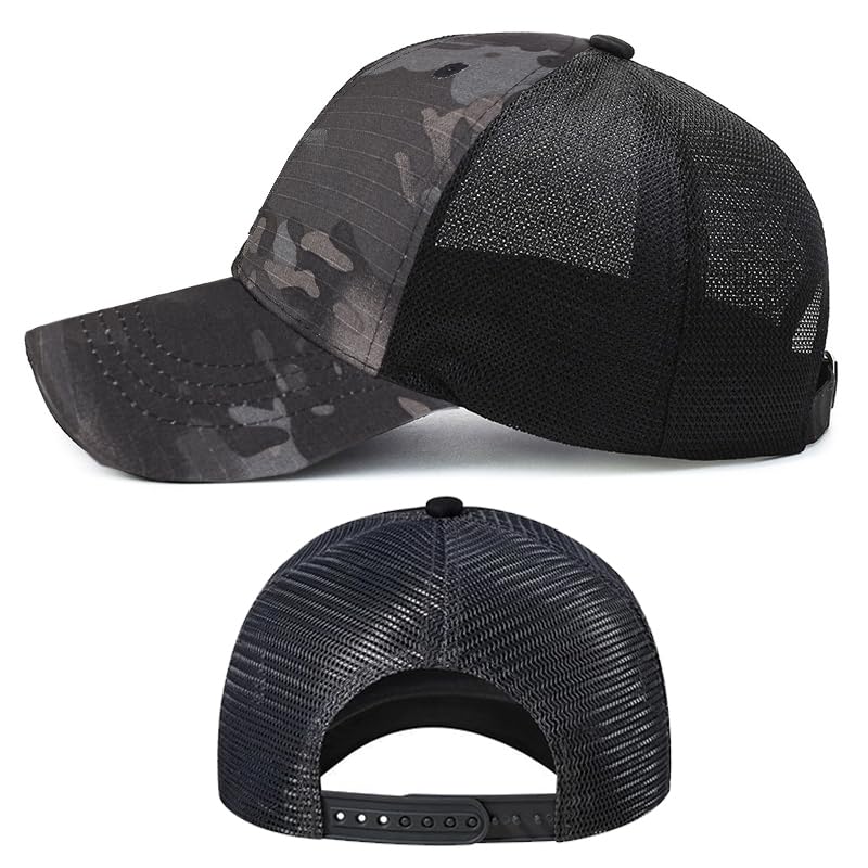 Black Baseball Cap Snapback hat for Men Snap Pack Hip Hop Mens Hat - color: Camouflage