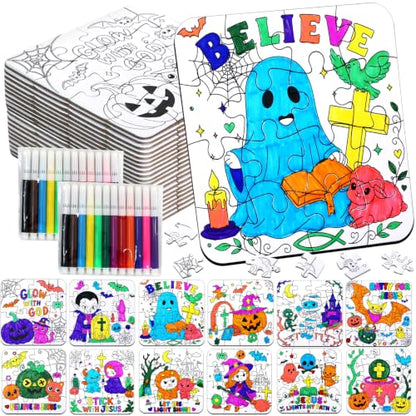 Halloween Crafts for Kids & Adults, Christian DIY Art Activities Kit Puzzle - color: Religious Halloween Colorful