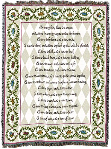 Pure Country Weavers Every Season Blanket - Scriptures Ecclesiastes 3:1-8 - Religious Gift Tapestry Throw Woven from Cotton - Made in the USA (72x54) - color: Ecclesiastes 3:1-8, size: 72" x 54"