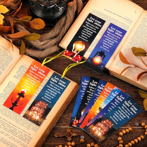 Dispowreath 60 Pcs Let Your Light Shine Christian Bookmarks for Church - style: Let Your Light Shine