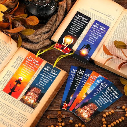 Dispowreath 60 Pcs Let Your Light Shine Christian Bookmarks for Church - style: Let Your Light Shine
