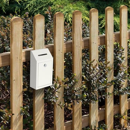 KYODOLED Metal Cash Box for Farm Stand, Money Drop Box with Lock & Slot - color: White, size: 10.24 x 5.7 x 2.95 Inch