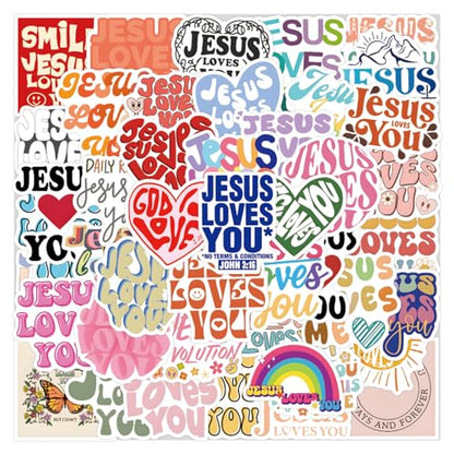 Jesus Faith Stickers Pink Bible Verse Decals for Christian Teen Adult 55PCS - color: Jesus