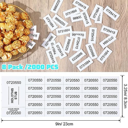 Kosiz 2000 Sheets Raffle Ticket 25 Bid Chinese Auction Tickets, White - color: White