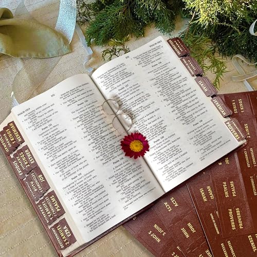 Bible Tabs for Women & Men Brown – 80 Gold Foil (66+14 Blank) ﻿ - color: Brown