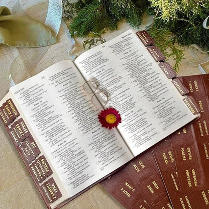 Bible Tabs for Women & Men Brown – 80 Gold Foil (66+14 Blank) ﻿ - color: Brown