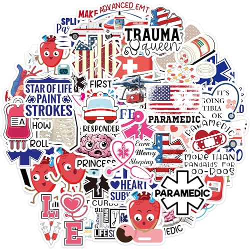 100 Pcs EMT & Paramedic Vinyl Stickers - color: Emt Theme