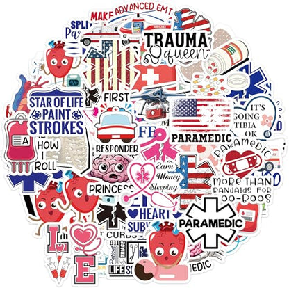 100 Pcs EMT & Paramedic Vinyl Stickers - color: Emt Theme