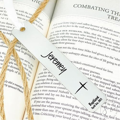 Personalized Baptism Bookmark Gift Idea for Friend Sister Bookmark Baptized Date Christian Present Birthday for Her Name Washed by the Water BAPTIZE-Book