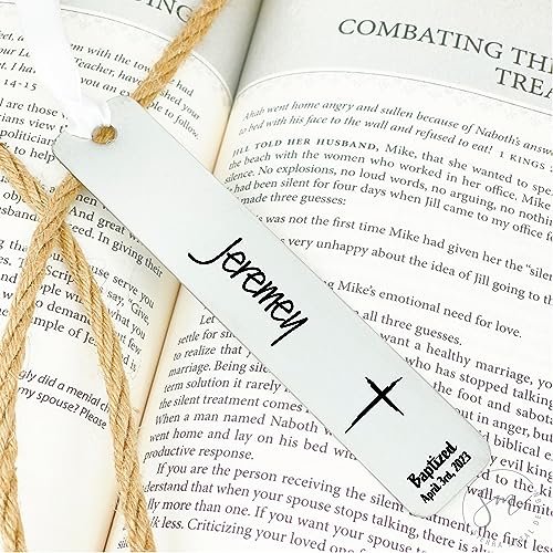 Personalized Baptism Bookmark Gift Idea for Friend Sister Bookmark Baptized Date Christian Present Birthday for Her Name Washed by the Water BAPTIZE-Book