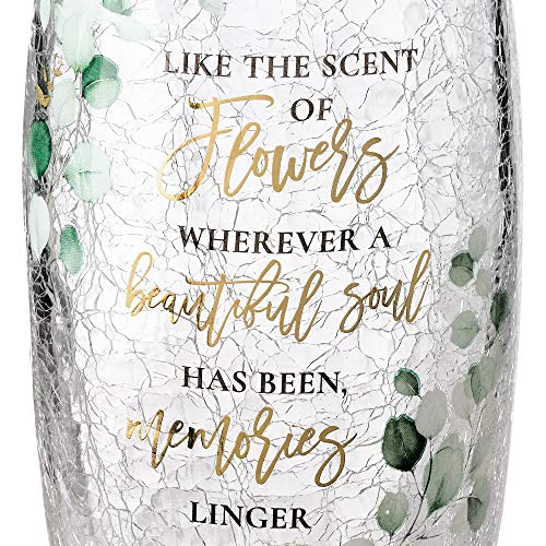 Lillian Rose Crackle Glass Memorial Flower Vase with Sympathy Verse