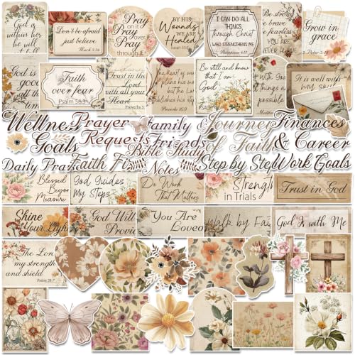 Vintage Prayer Board Supplies - 50 Pcs Christian Jesus Verse Kit - color: Vintage