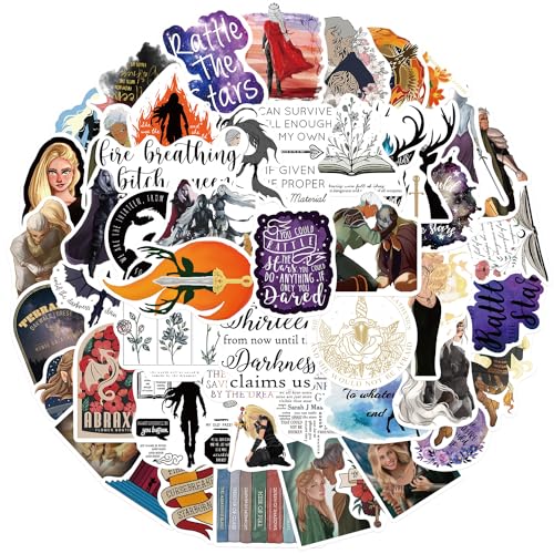 50pcs Throne of Glass Aesthetics Novel Stickers,Vinyl Waterproof for Water Bottles Laptop Scrapbooking Mirrors Notebooks Cars Bumpers Bikes Bedroom Travel Case - color: Throne