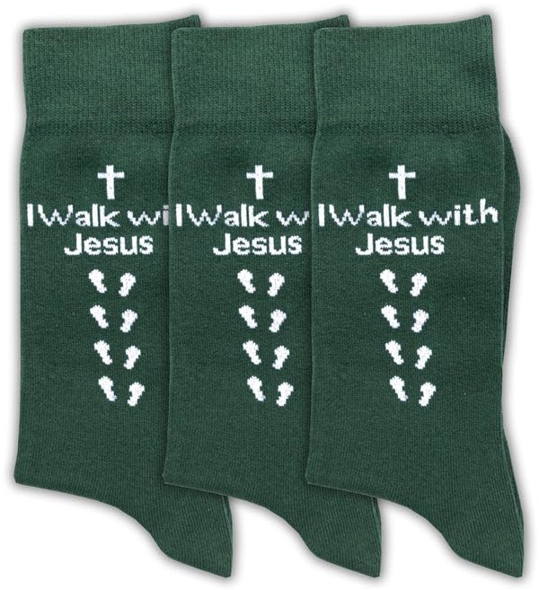 Sierra Socks Men's Combed Cotton Christian Cross Crew Socks - color: 3pr Grn, size: 9-11