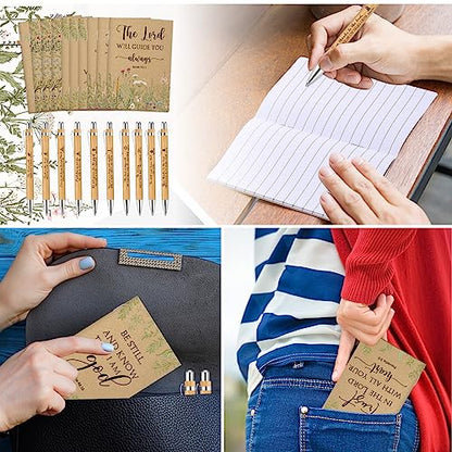 Ctosree 60 Pcs Bible Verse Notebooks Bulk with Pens Christian Gifts,Brown - color: as pictures shown