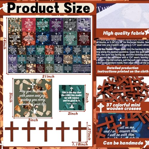 Fanfanwin 38 Sets Prayer Quilt Squares with Crosses, Retro1, Brown - color: Brown, style: Retro1