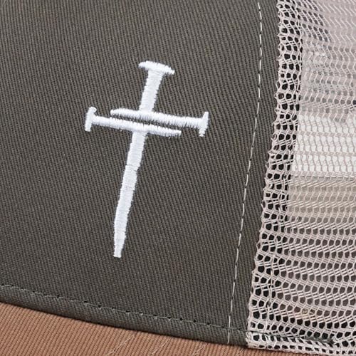 Christian Jesus Cross Hat - Faith Hats for Men Women - Religious Gifts for Thanksgiving Christmas - color: Cross/Grey Green